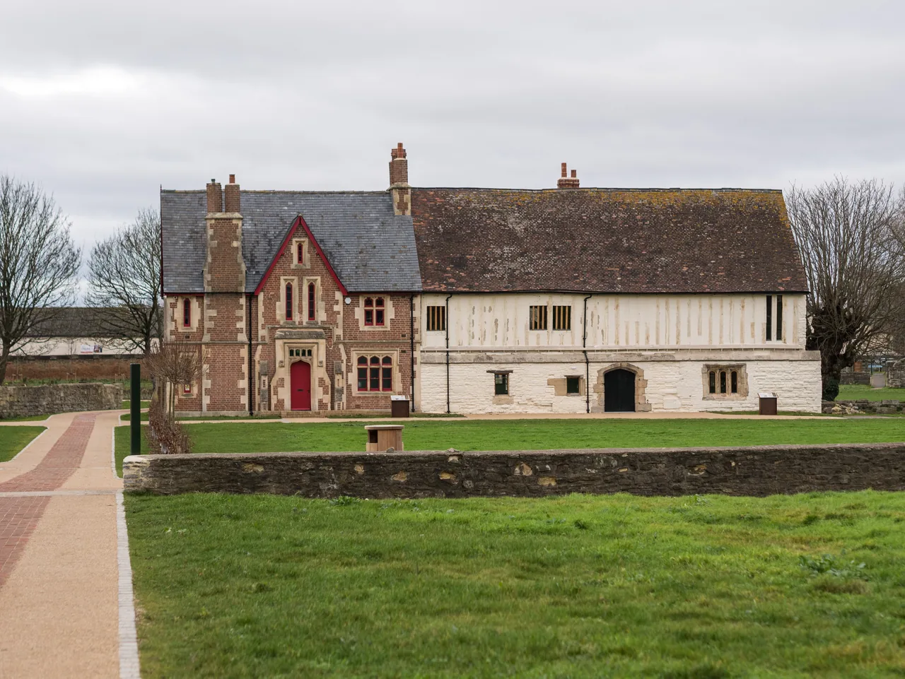 The restored medieval range and Victorian farmhouse at Llanthony Secunda Priory in Gloucester